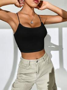 SHEIN EZwear Top à fines brides court croisé dos-nu