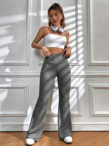 SHEIN EZwear Quần thể thao nữ màu trơn - Xám - Xem 3