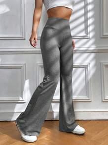 SHEIN EZwear Quần thể thao nữ màu trơn - Xám - Xem 5