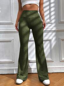 SHEIN EZwear 高腰喇叭衛褲 - 軍綠色 - 查看 6