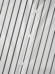 Manfinity Dauomo Áo sơ mi Nam Nút phía trước Sọc Giải trí - trắng - Xem 5