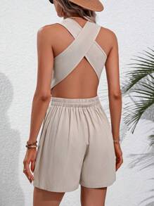 Chiquease Solid Button Front Top & Slant Pocket Shorts
