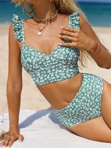 碎花印花荷叶边比基尼套装 夏季 - 彩色 - 查看 1