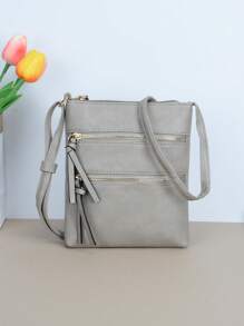 nuevo casual Bolso bandolera unicolor PU con solapa Bolso de hombro diseñador de mujeres Bolso de mano & Monedero