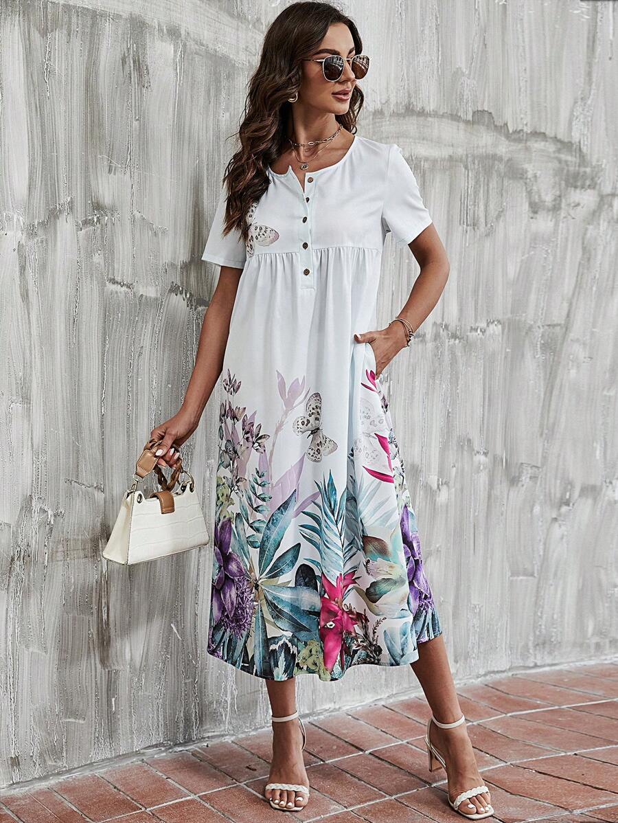 EMERY ROSE Đầm Nút Túi Hoa Dễ thương - Nhiều màu - Xem 1