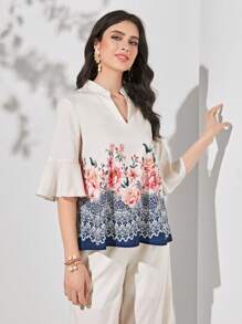 Mulvari Bộ đồ hai mảnh nữ Xù Hoa Boho - Nhiều màu - Xem 4