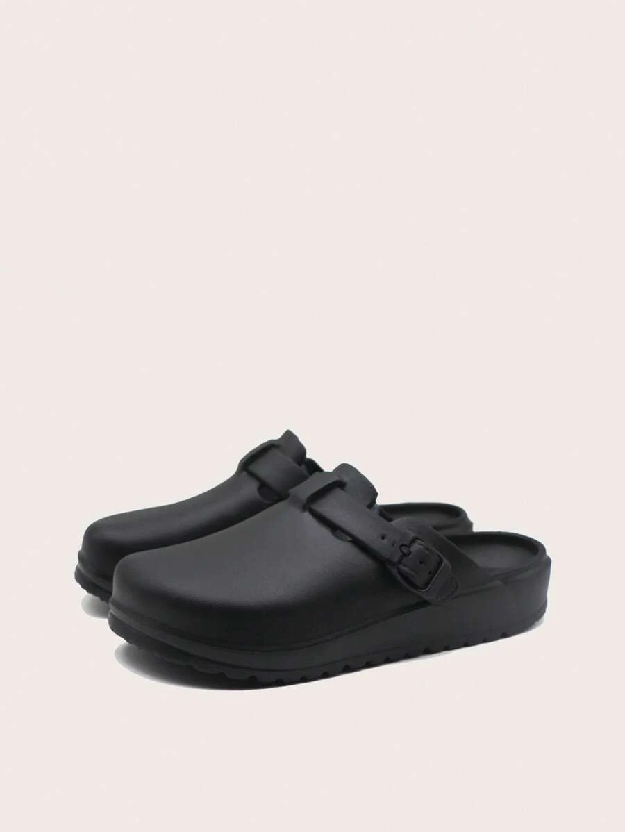 Women Minimalist Buckle Decor Clogs, Cool Black EVA Work Clogs - Black - View 1