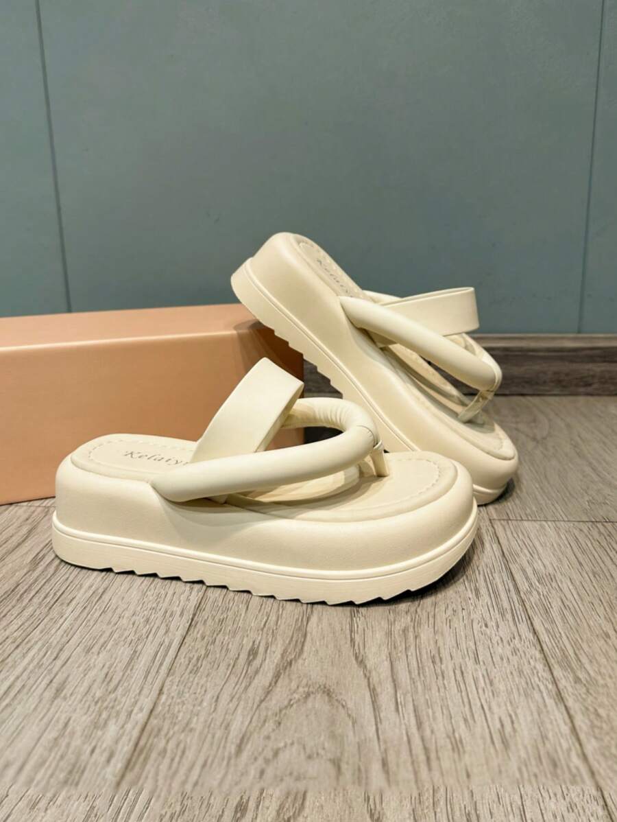 女性極簡風格厚底丁字褲時尚涼鞋夏天