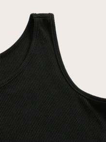 ROMWE Goth Letter Graphic Tank Top - Black - View 3