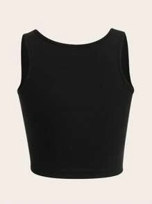 ROMWE Goth Letter Graphic Tank Top - Black - View 4
