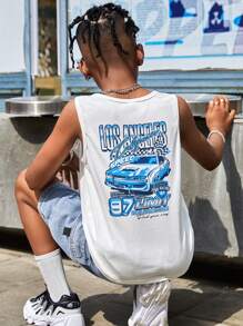 SHEIN Boys Car & Letter Graphic Tank Top