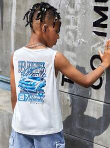 SHEIN Boys Car & Letter Graphic Tank Top