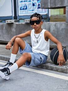 SHEIN Boys Car & Letter Graphic Tank Top