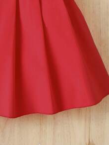 運動和休閒數字數字洛杉磯字母圖案圖案吊脖撞色洋裝,合適適用於運動和休閒,夏天 - 紅白色 - 查看 3