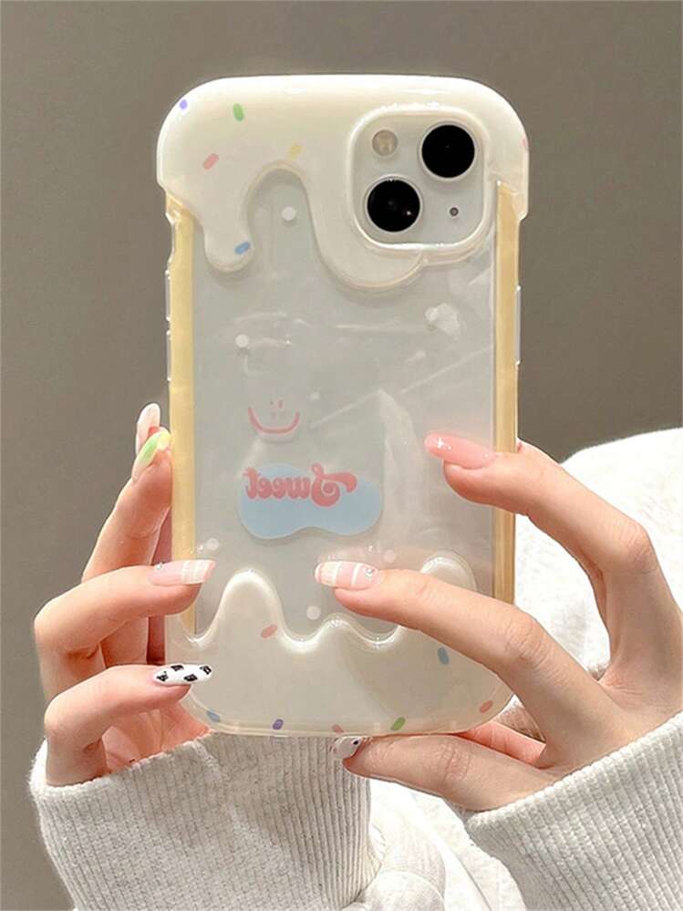 Coque de téléphone transparente crème glacée motif - Jaune citron - Voir 1