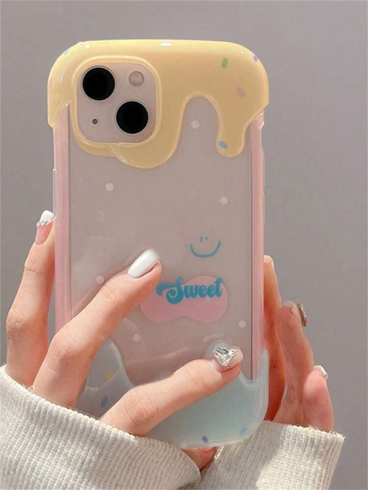 Coque de téléphone transparente crème glacée motif - Jaune citron - Voir 2