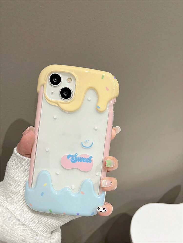 Coque de téléphone transparente crème glacée motif - Jaune citron - Voir 3