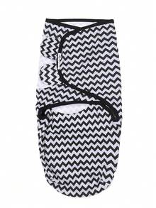 嬰兒鋸齒圖案織物繈褓毯 - 黑與白 - 查看 1