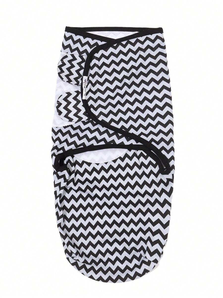 嬰兒鋸齒圖案織物繈褓毯 - 黑與白 - 查看 1