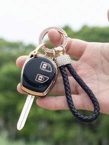 Vỏ chìa khóa Suzuki chuyên dụng TPU mềm + Móc khóa dây da đính đá kèm tua vít 3 món/bộ màu ngẫu nhiên cho chìa khóa xe Suzuki hai nút thẳng - Nhiều màu - Xem 1