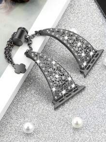 Bộ 2 dây đeo và vỏ trang trí bằng kim cương giả tương thích với Apple Watch - màu đen - Xem 5