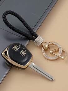 Vỏ chìa khóa Suzuki chuyên dụng TPU mềm + Móc khóa dây da đính đá kèm tua vít 3 món/bộ màu ngẫu nhiên cho chìa khóa xe Suzuki hai nút thẳng - Nhiều màu - Xem 6