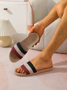 Fall/Winter Fashion Slippers For Men, Color Block Bedroom Slippers