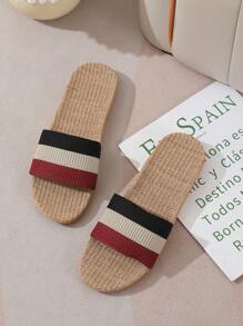 Fall/Winter Fashion Slippers For Men, Color Block Bedroom Slippers