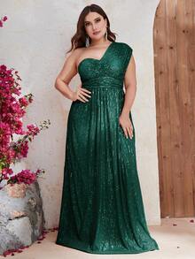 YISIKADO Đầm dự tiệc nữ Plus - Màu xanh lá cây đậm - Xem 3