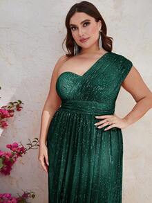 YISIKADO Đầm dự tiệc nữ Plus - Màu xanh lá cây đậm - Xem 5