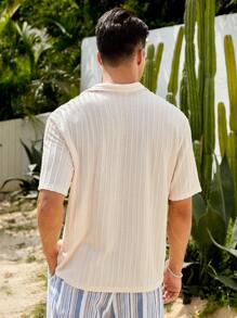 Manfinity NXTstreet 宽松男式纯色口袋贴布衬衫 - 杏色 - 查看 2