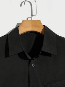 Manfinity RebelGame Men Buckle Detail Flap Pocket Shirt - Black - View 3