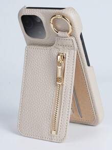 1pc Wallet Style Zipper Case With Card Slots & Magnetic Flip Cover, Compatible With IPhone 16 Pro And Phones