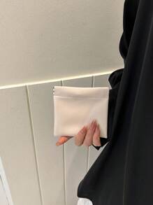 自动闭合抽绳袋，可装耳机、数据线、充电器、移动电源和钥匙 教师礼品 商务休闲 女士钱包 迷你钱包 钱包 零钱包 - 白色 - 查看 6