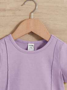 SHEIN Leap Crew Baby Boy Seam Detail Tee & Shorts - Lilac Purple - View 4