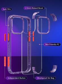 Habyby Ốp lưng PC cứng chống sốc thời trang chống rơi cho bé trai và bé gái Tương thích với iPhone 11/IPhone 13/IPhone 14/IPhone 15/IPhone 12 - Màu tím hoa cà - Xem 6