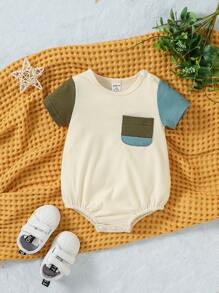 Bebé niño Body de color combinado con parche con bolsillo - Multicolor - Ver 1