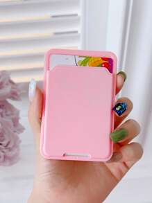 Solid Color Adhesive Card Holder Bag - Pink - View 2