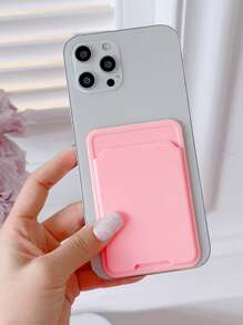 Solid Color Adhesive Card Holder Bag - Pink - View 3