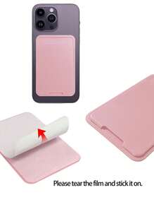 Solid Color Adhesive Card Holder Bag - Pink - View 5