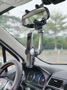 1入組汽車後視鏡鏡子手機支架 - 黑色 - 查看 2