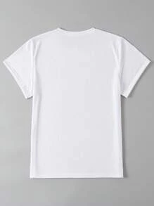 INAWLY Plus Heart Print Tee For Summer - White - View 2