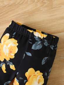 Đứa bé gái Đồ họa hoa & chữ Áo thun và Leggings - Màu vàng - Xem 6