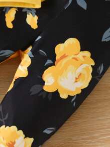 Đứa bé gái Đồ họa hoa & chữ Áo thun và Leggings - Màu vàng - Xem 7