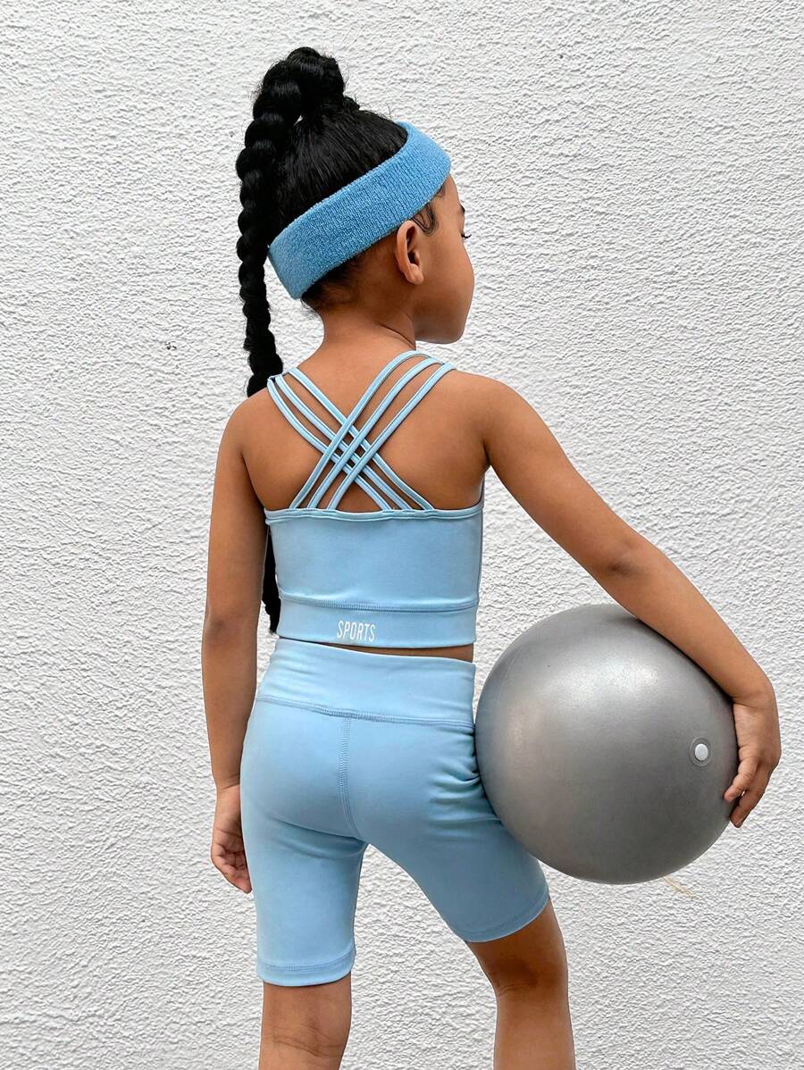 SHEIN Toddler Girls Criss Cross Back Active Set
