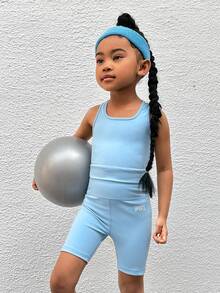 SHEIN Toddler Girls Criss Cross Back Active Set