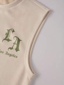 Claim Dot Men Letter Graphic Tank Top & Drawstring Waist Shorts