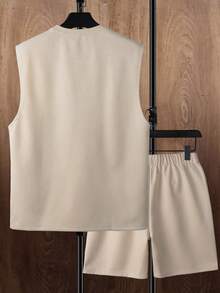 Claim Dot Men Letter Graphic Tank Top & Drawstring Waist Shorts