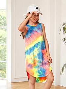 SHEIN Đầm Gái Cao thấp Cà vạt nhuộm Giải trí - Nhiều màu - Xem 1