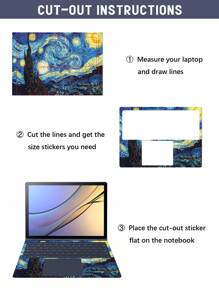 2pcs Oil Painting Print Laptop Protective Sticker - Multicolor - View 6